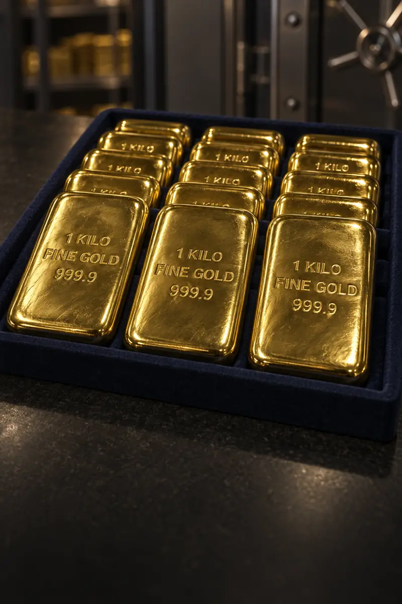 A tray of one-kilogram gold bars